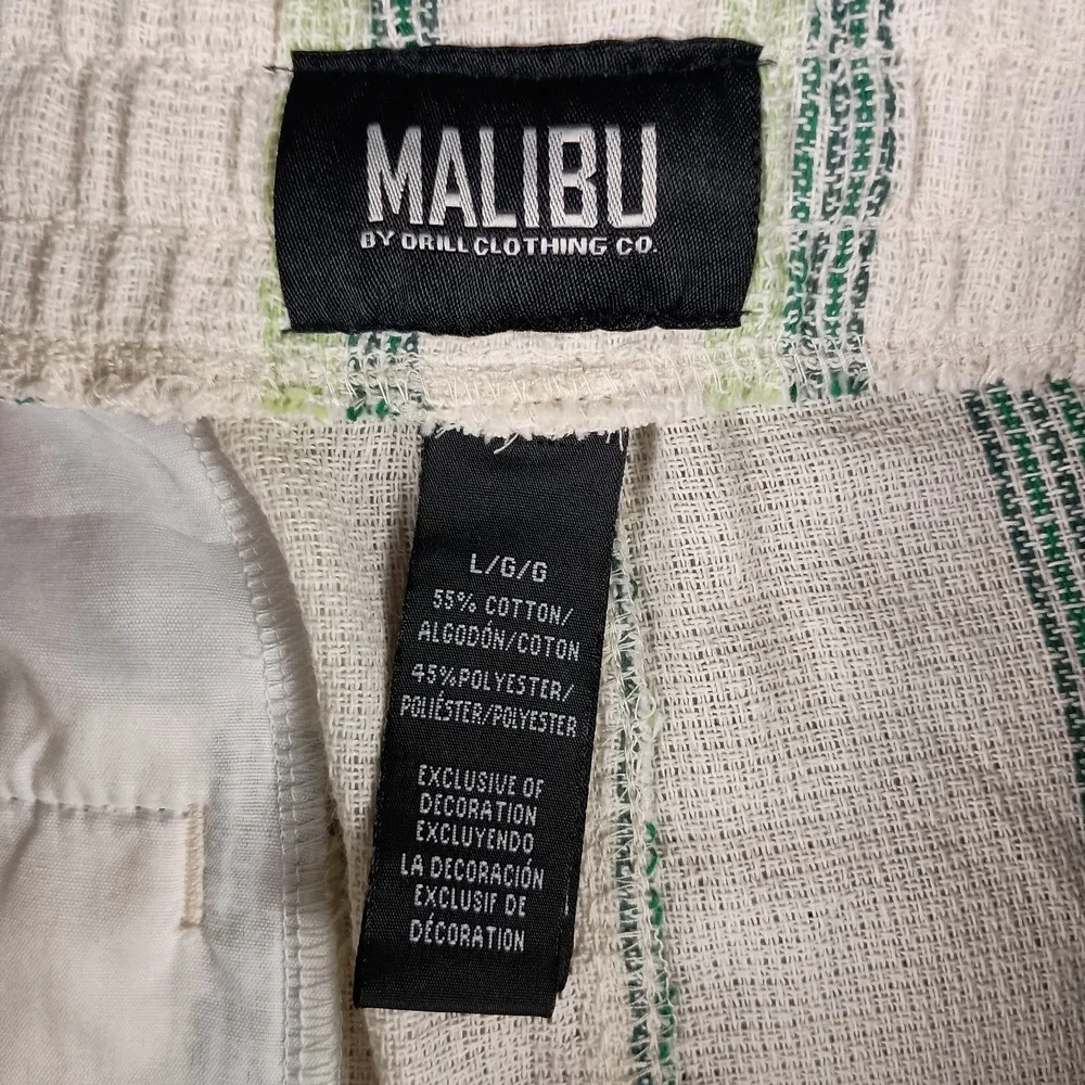 New Malibu by Drill Clothing Co. Striped Linen-Look Beach Shorts Mens Large NWT